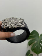 Cinto hebilla flores - negro